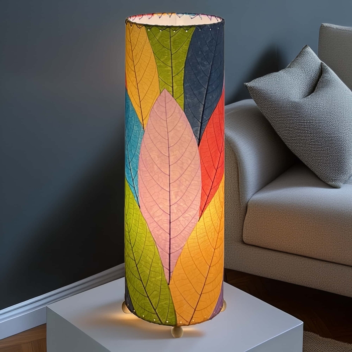 24 Inch Cocoa Leaf Cylinder Table Lamp Multi Color <br>(Item # 307 t m)