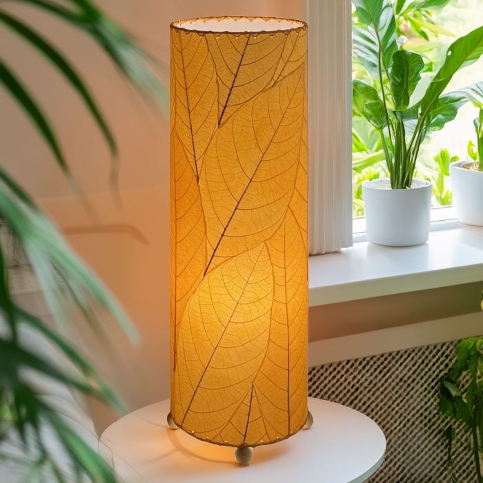 24 Inch Cocoa Leaf Cylinder Table Lamp Orange <br>(Item # 307 t o) - Image 2