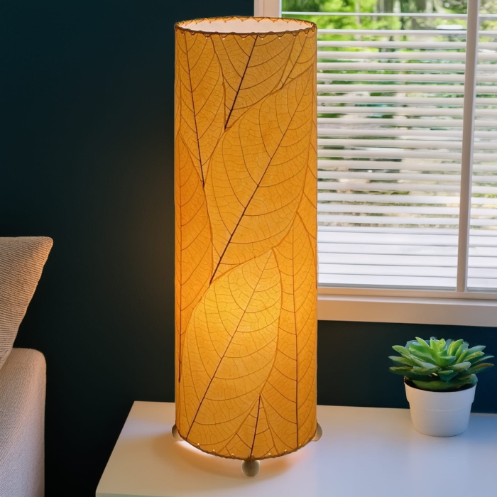 24 Inch Cocoa Leaf Cylinder Table Lamp Orange <br>(Item # 307 t o)
