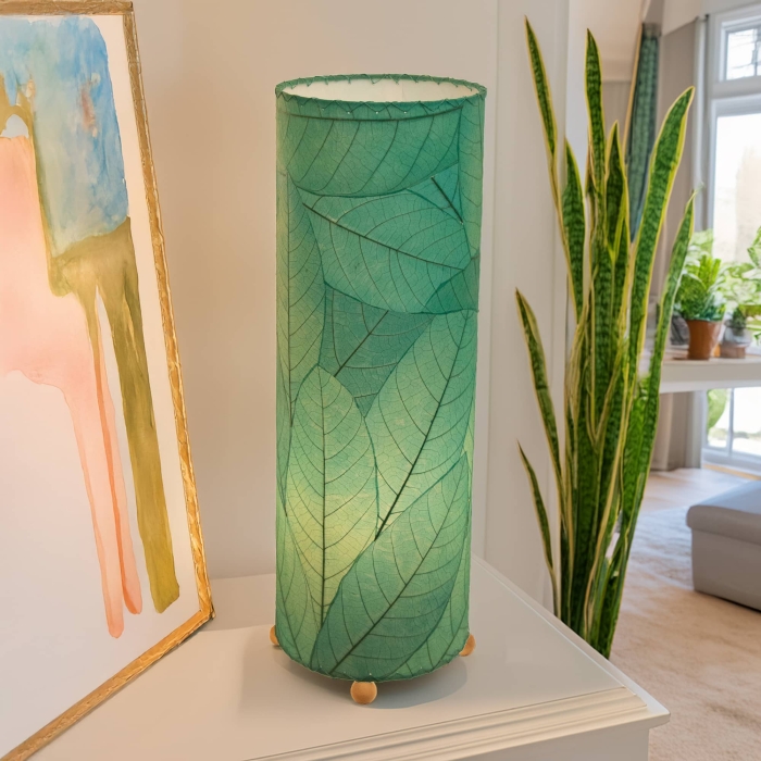 24 Inch Cocoa Leaf Cylinder Table Lamp Sea Blue <br>(Item # 307 t sb) - Image 2