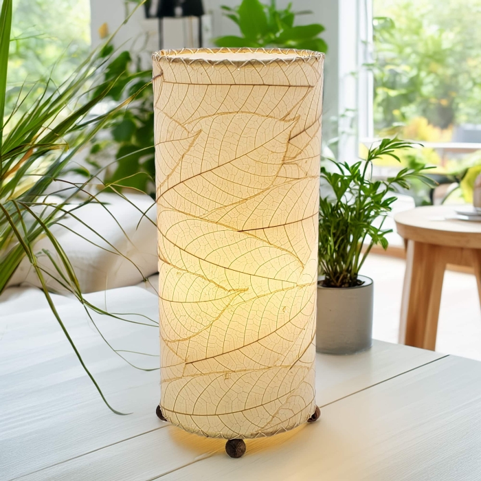 Cocoa Leaf Cylinder Table Lamp Natural <br>(Item # 615 t n) - Image 2