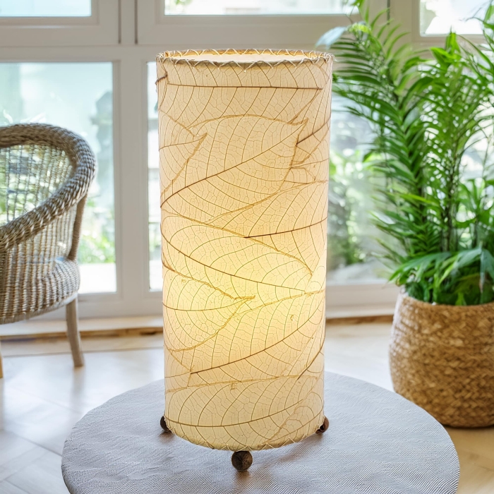 Cocoa Leaf Cylinder Table Lamp Natural <br>(Item # 615 t n)