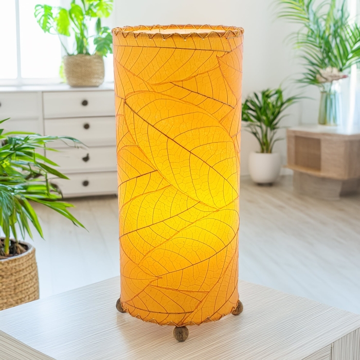 Cocoa Leaf Cylinder Table Lamp Orange <br>(Item # 615 t o)