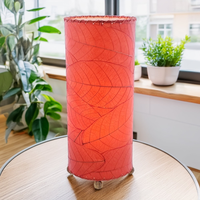 Cocoa Leaf Cylinder Table Lamp Red <br>(Item # 615 t r)