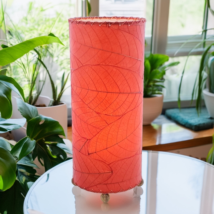 Cocoa Leaf Cylinder Table Lamp Red <br>(Item # 615 t r) - Image 2