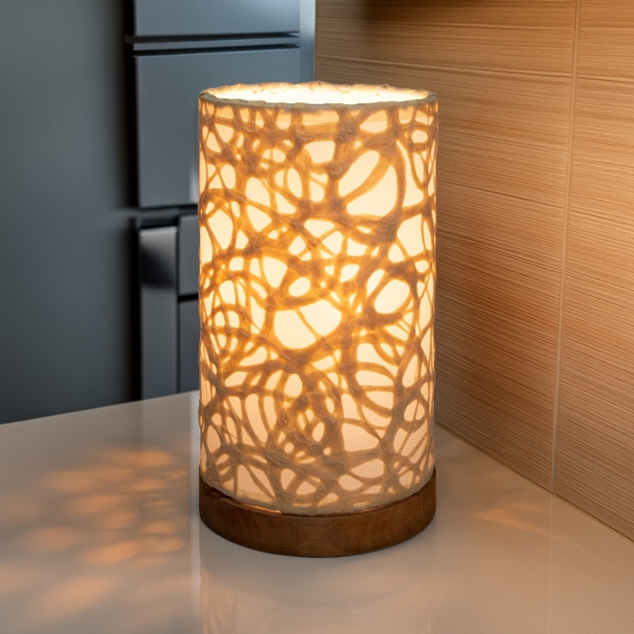 Mini Paper Cylinder Table Lamp Swirl Natural <br>(Item # 646 d) - Image 2