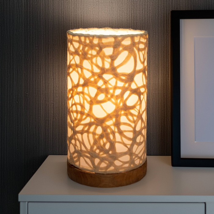 Mini Paper Cylinder Table Lamp Swirl Natural <br>(Item # 646 d)