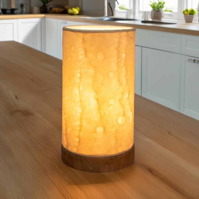 Mini Paper Cylinder Table Lamp Wave Natural <br>(Item # 646 e)
