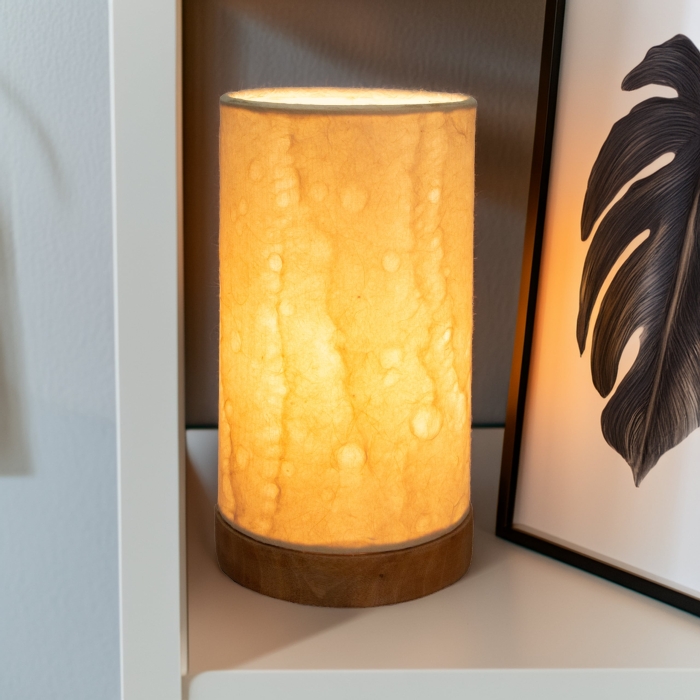 Mini Paper Cylinder Table Lamp Wave Natural <br>(Item # 646 e) - Image 2