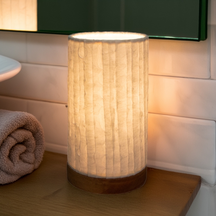 Mini Paper Cylinder Table Lamp Lines Natural <br>(Item # 646 f) - Image 2