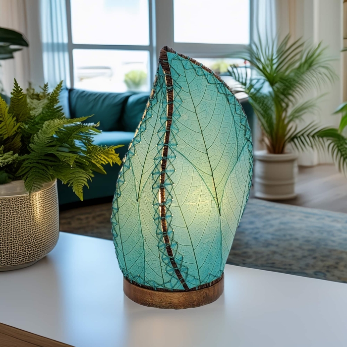 Leaflet Table Lamp Sea Blue <br>(Item # 647 t sb)