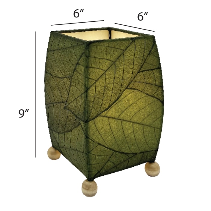 Mini Square Cocoa Leaf Table Lamp Green <br>(Item # 377 g) - Image 3