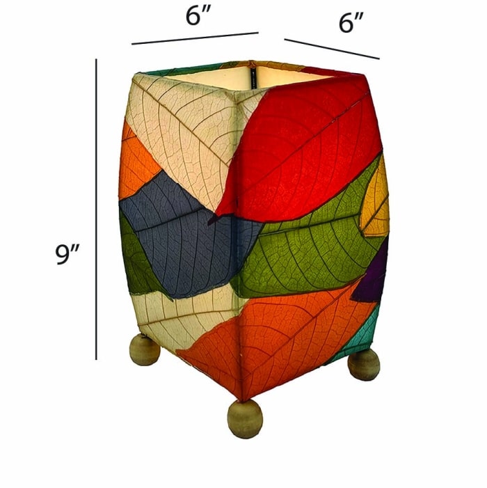 Mini Square Cocoa Leaf Table Lamp Multi Color <br>(Item # 377 m) - Image 3