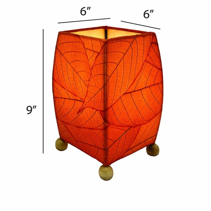 Mini Square Cocoa Leaf Table Lamp Orange <br>(Item # 377 o) - Image 3