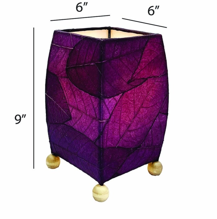 Mini Square Cocoa Leaf Table Lamp Purple <br>(Item # 377 p) - Image 3