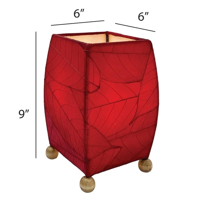 Mini Square Cocoa Leaf Table Lamp Red <br>(Item # 377 r) - Image 3