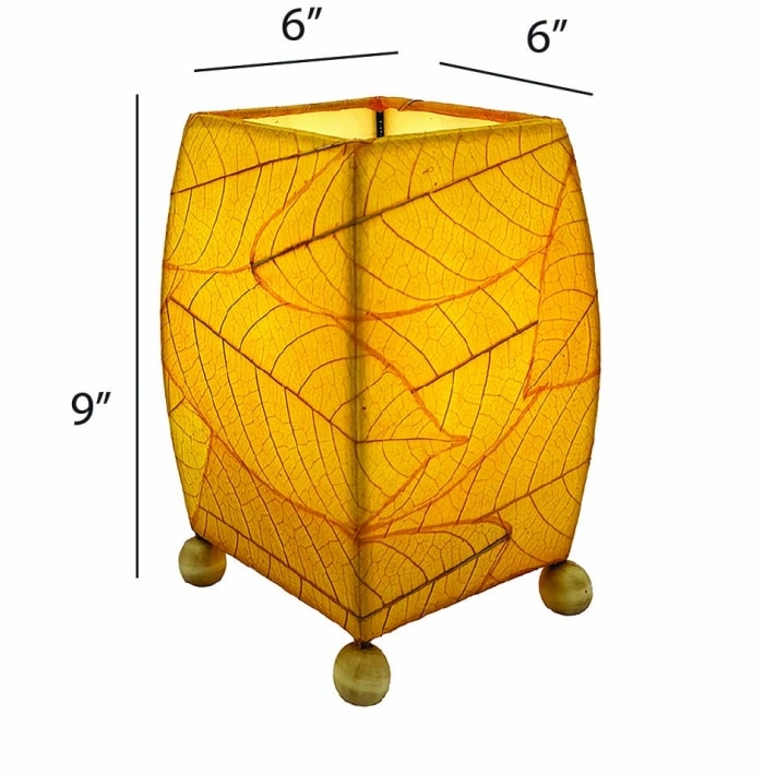 Mini Square Cocoa Leaf Table Lamp Yellow <br>(Item # 377 y) - Image 3
