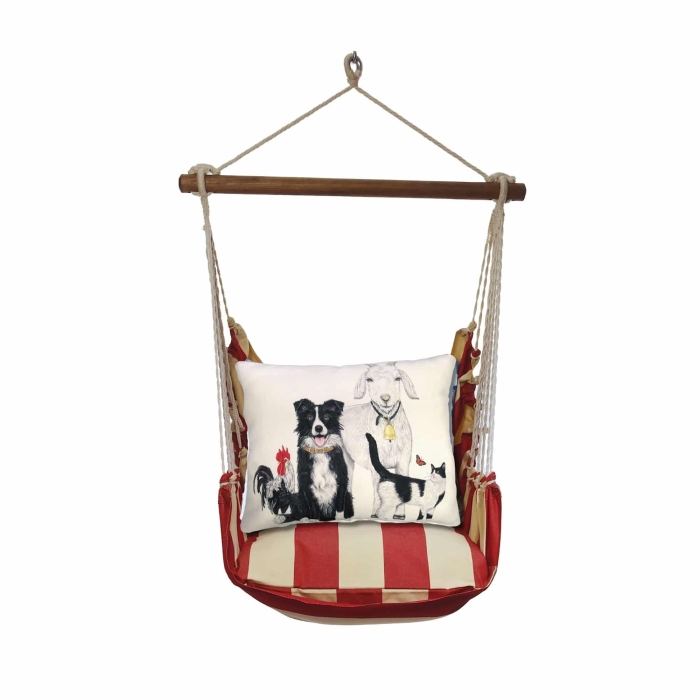 Swing Set 4 piece - Americana Stripe w/ Dog and Farm Animals <br>(Item # ammlt301-sp) - Image 3