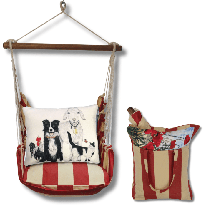 Swing Set 4 piece - Americana Stripe w/ Dog and Farm Animals <br>(Item # ammlt301-sp) - Image 2
