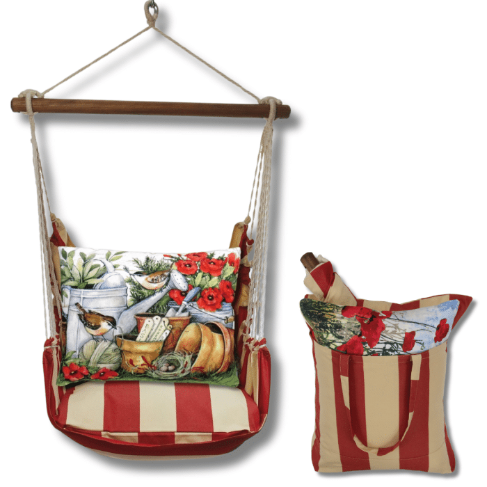 Swing Set 4 piece - Americana Stripe w/ Watering Can and Flower Pots <br>(Item # amsw468-sp) - Image 2