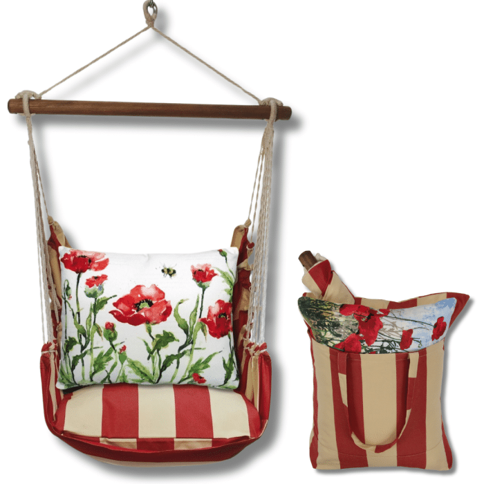 Swing Set 4 piece - Americana Stripe w/ Poppies & Bee <br>(Item # amsw471-sp) - Image 2