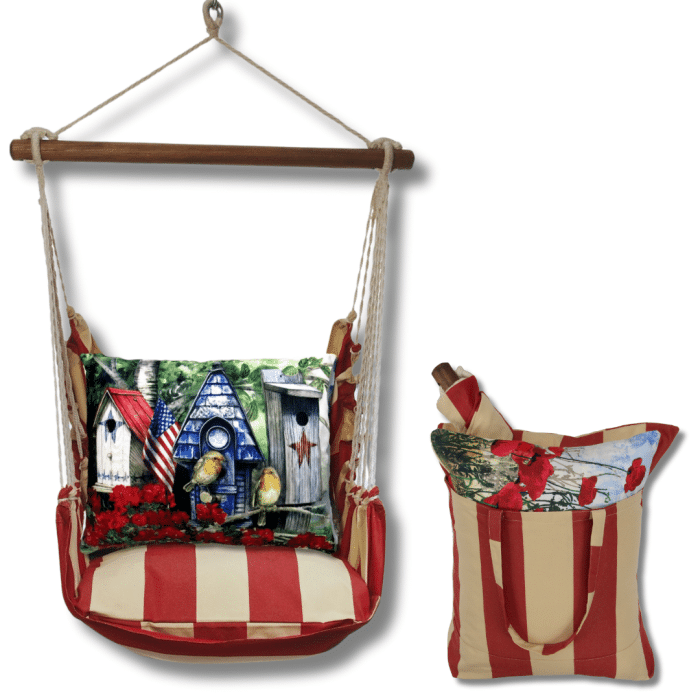 Swing Set 4 piece - Americana Stripe w/ Americana Birdhouses <br>(Item # amtc462-sp) - Image 2