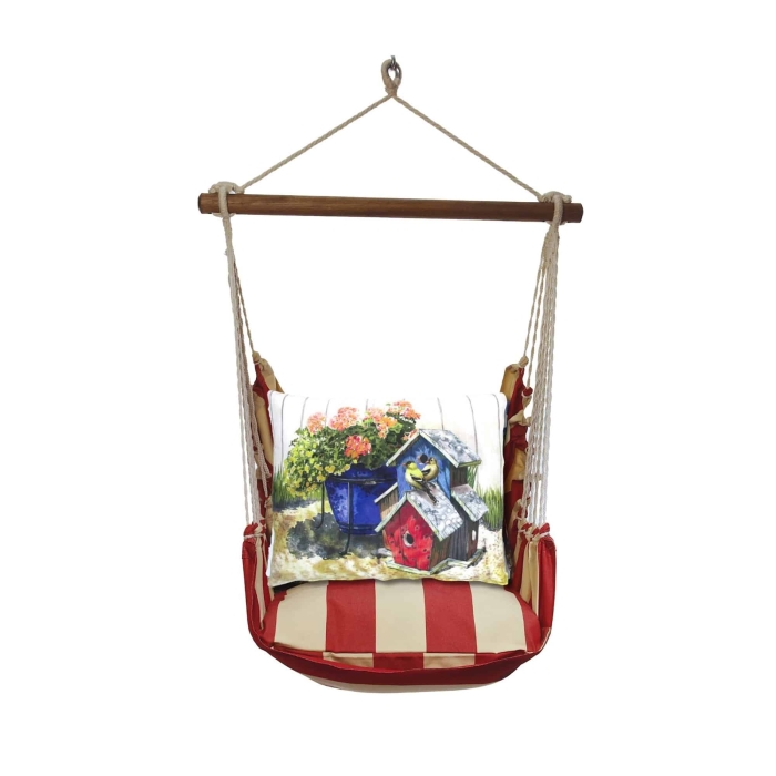 Swing Set 4 piece - Americana Stripe w/ Birdhouses & Flowers <br>(Item # amtc902-sp) - Image 3