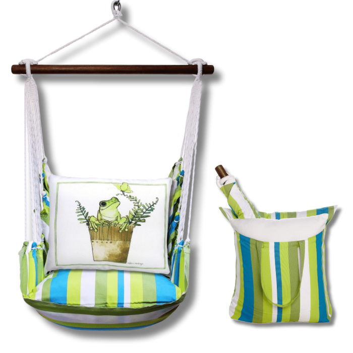 Swing Set 4 piece - Beach Boulevard Stripe w/ Frog in Pot <br>(Item # bbrr465-sp) - Image 2