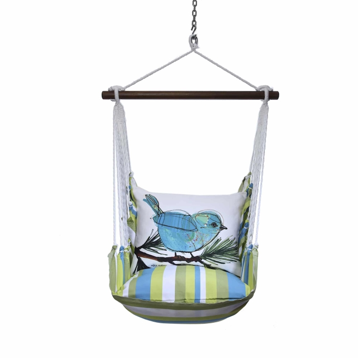 Swing Set 4 piece - Beach Boulevard Stripe w/ Blue Bird on Branch <br>(Item # bbrr908-sp) - Image 3
