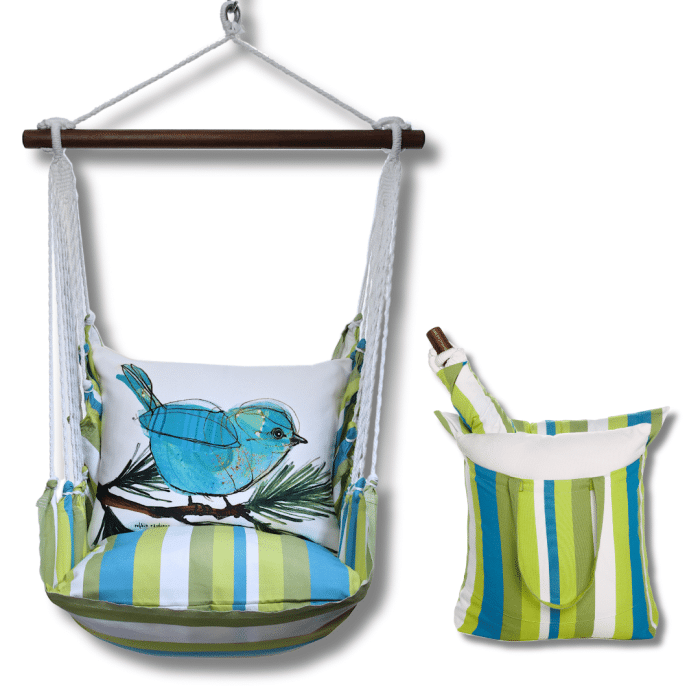 Swing Set 4 piece - Beach Boulevard Stripe w/ Blue Bird on Branch <br>(Item # bbrr908-sp) - Image 2