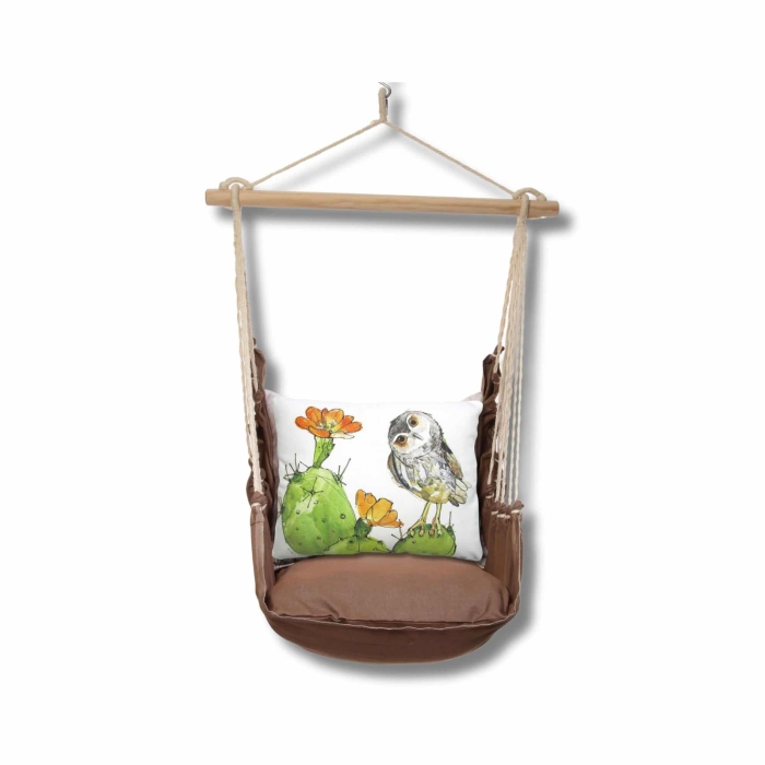 Swing Set 4 piece - Chocolate Solid w/ Owl on Prickly Cactus <br>(Item # chrr713-sp) - Image 3
