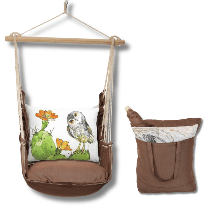Swing Set 4 piece - Chocolate Solid w/ Owl on Prickly Cactus <br>(Item # chrr713-sp) - Image 2