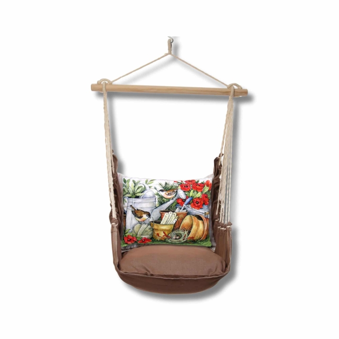 Swing Set 4 piece - Chocolate Solid w/ Watering Can & Flower Pots <br>(Item # chsw468-sp) - Image 3