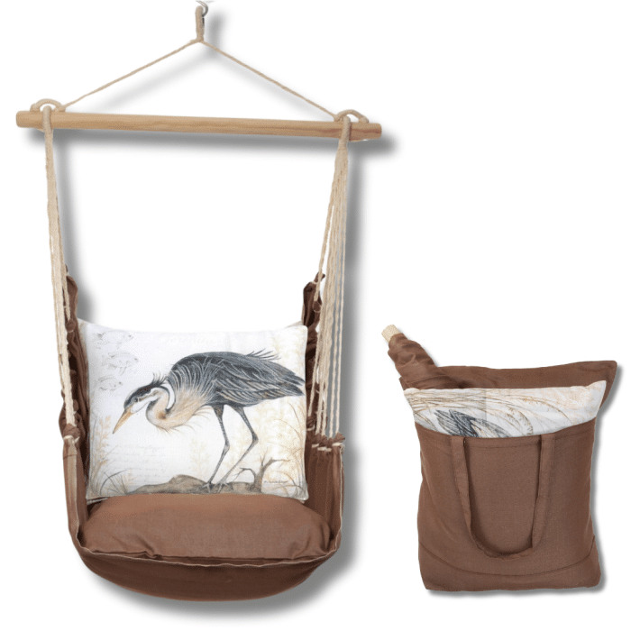 Swing Set 4 piece - Chocolate Solid w/ Heron on Limb <br>(Item # chsw903-sp) - Image 2