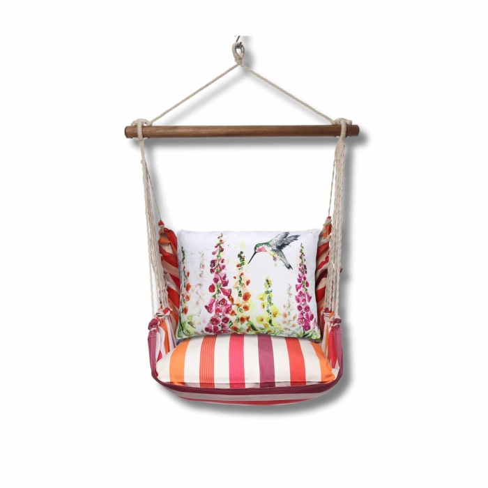 Swing Set 4 piece - Cristina Stripe w/ Foxgloves w/Hummingbird <br>(Item # crsw470-sp) - Image 3