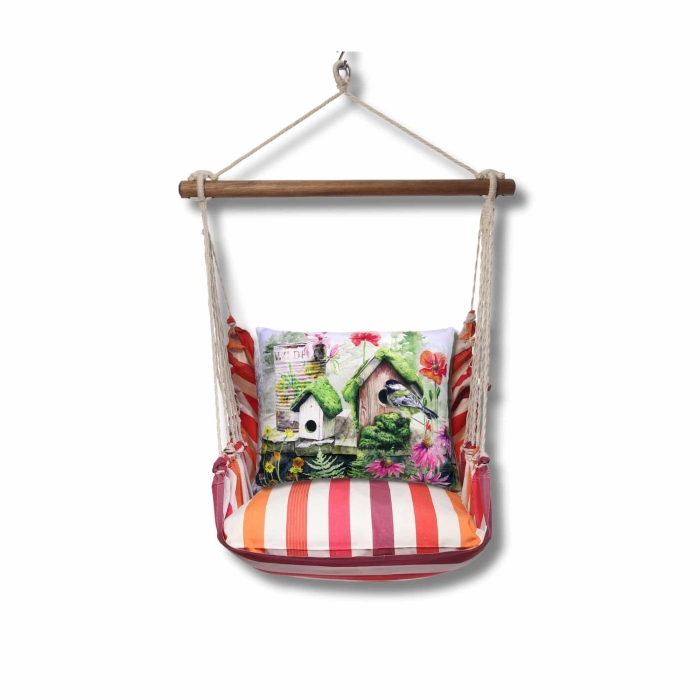 Swing Set 4 piece - Cristina Stripe w/ Garden Birdhouses <br>(Item # crtc461-sp) - Image 3