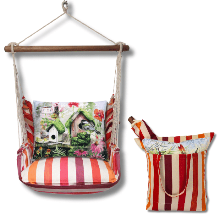Swing Set 4 piece - Cristina Stripe w/ Garden Birdhouses <br>(Item # crtc461-sp) - Image 2