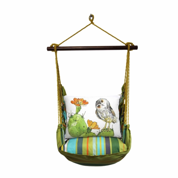 Swing Set 4 piece - Citrus Stripe w/ Owl on Prickly Cactus <br>(Item # ctrr713-sp) - Image 3
