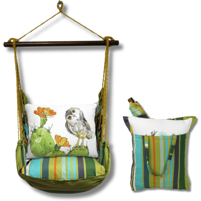 Swing Set 4 piece - Citrus Stripe w/ Owl on Prickly Cactus <br>(Item # ctrr713-sp) - Image 2