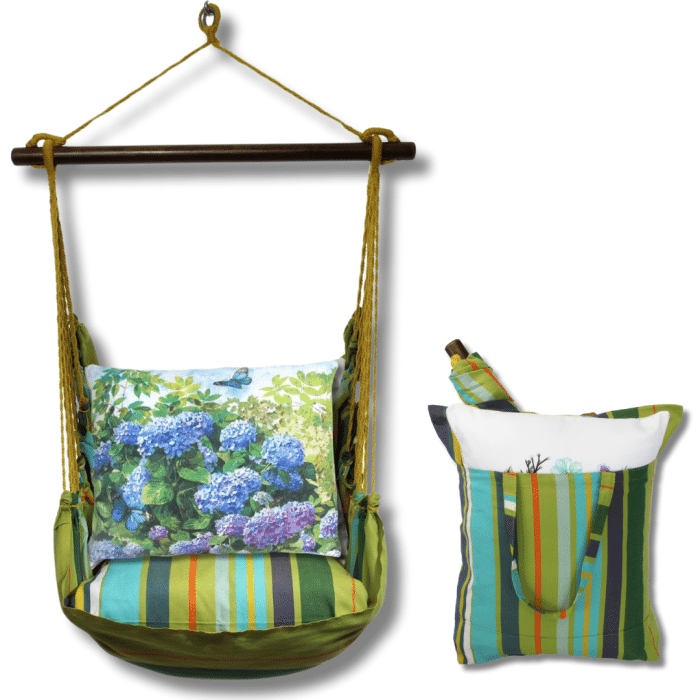 Swing Set 4 piece - Citrus Stripe w/ Hydrangeas and Butterfly <br>(Item # cttc802-sp) - Image 2
