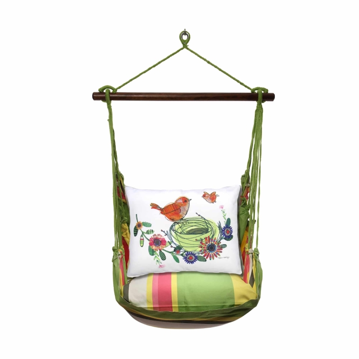 Swing Set 4 piece - Fresh Lime Stripe w/ Birds in Nest <br>(Item # flrr463-sp) - Image 3