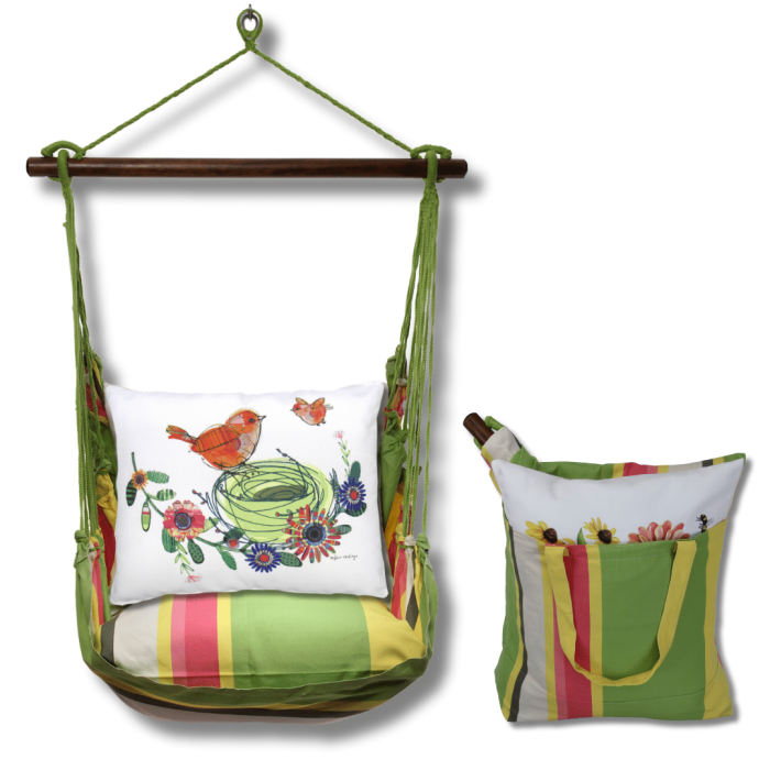 Swing Set 4 piece - Fresh Lime Stripe w/ Birds in Nest <br>(Item # flrr463-sp) - Image 2