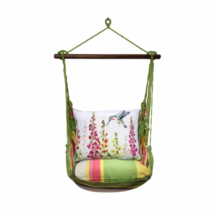 Swing Set 4 piece - Fresh Lime Stripe w/ Foxgloves w/ Hummingbird <br>(Item # flsw470-sp) - Image 3