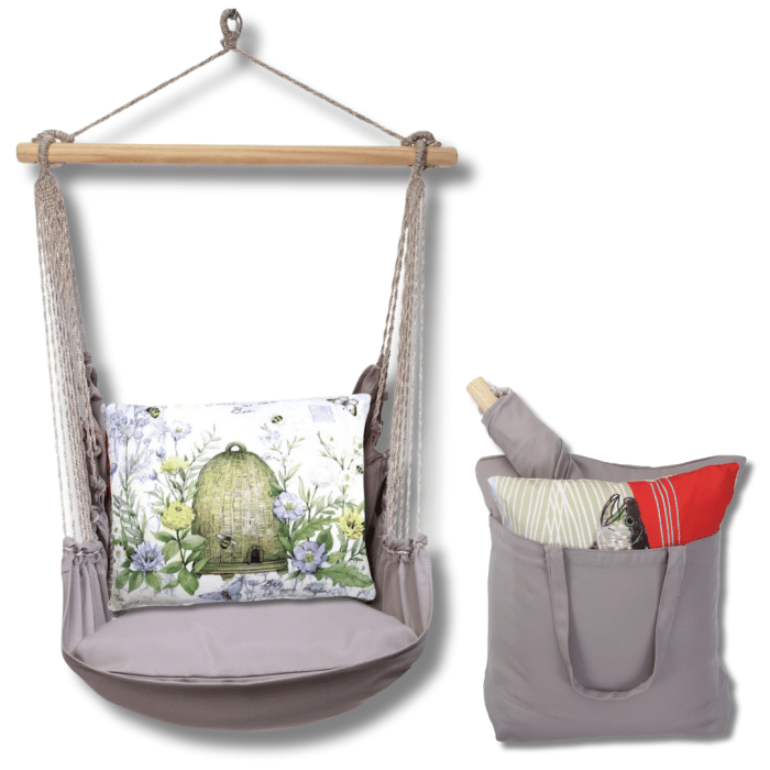 Swing Set 4 piece - Gray Solid w/ Bee Skep <br>(Item # grsw308-sp) - Image 2