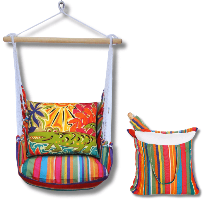Swing Set 4 piece - Le Jardin Stripe w/ Alligator <br>(Item # ljal-sp) - Image 2