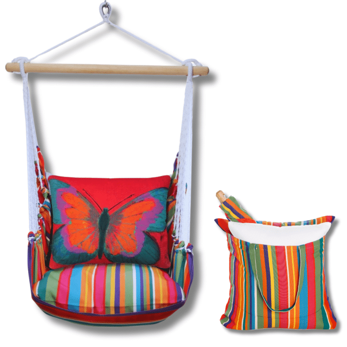 Swing Set 4 piece - Le Jardin Stripe w/ Brilliant Red Butterfly <br>(Item # ljbbr-sp) - Image 2