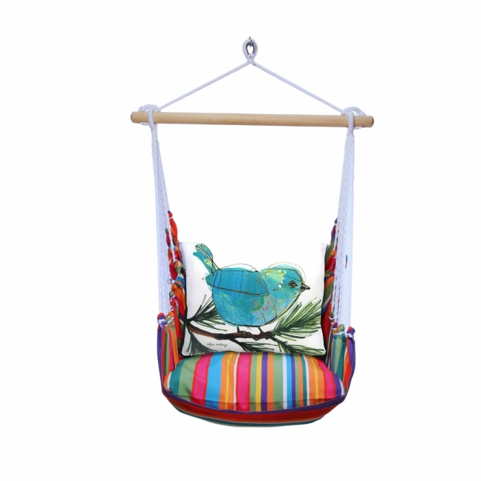 Swing Set 4 piece - Le Jardin Stripe w/ Blue Bird on Branch <br>(Item # ljrr908-sp) - Image 3