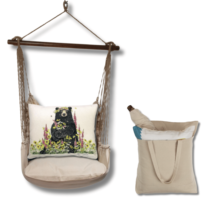 Swing Set 4 piece - Latte Solid w/ Wildflower Bear <br>(Item # ltmlt461-sp) - Image 2