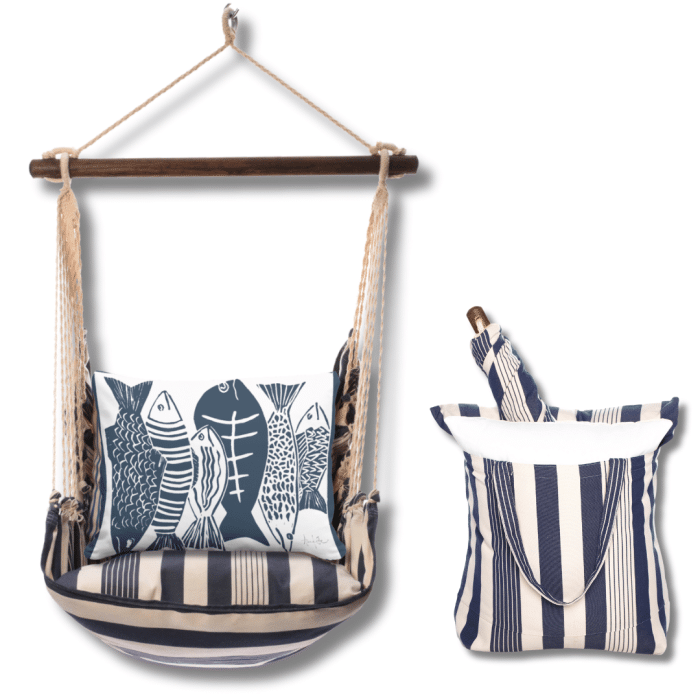 Swing Set 4 piece - Marina Stripe w/ Fish <br>(Item # Blue) <br>(Item # mafsb-sp) - Image 2