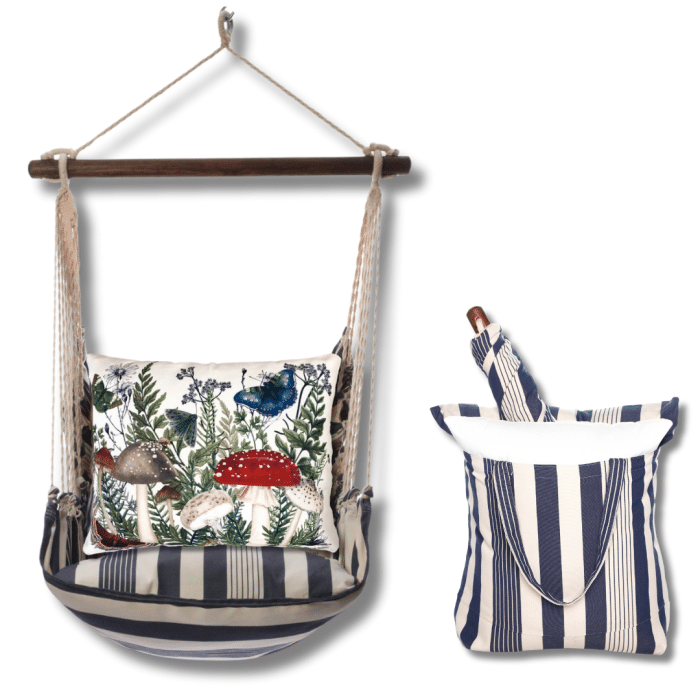 Swing Set 4 piece - Marina Stripe w/ Botanical Mushrooms 1 <br>(Item # mant402-sp) - Image 2